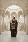 Brown Foil Tissue Readymade Sharara Set With Tissue Dupatta