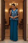 Dark Firozi Crepe Readymade Sharara Set With Georgette Dupatta