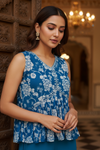 Dark Firozi Crepe Readymade Sharara Set With Georgette Dupatta