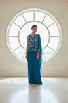 Dark Firozi Crepe Readymade Sharara Set With Georgette Dupatta