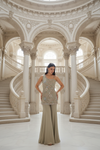 Olive Shimmer Readymade Sharara Set With Tissue Dupatta
