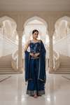Peacock Crepe Readymade Sharara Set With Crepe Dupatta