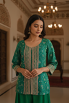 Rama Shimmer Readymade Sharara Set With Chinon Dupatta