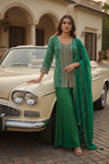 Rama Shimmer Readymade Sharara Set With Chinon Dupatta