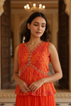 Orange Georgette Readymade Sharara Set With Georgette Dupatta