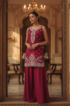 Gajari Chinon Readymade Sharara Set With Chinon Dupatta