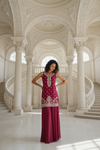 Gajari Chinon Readymade Sharara Set With Chinon Dupatta