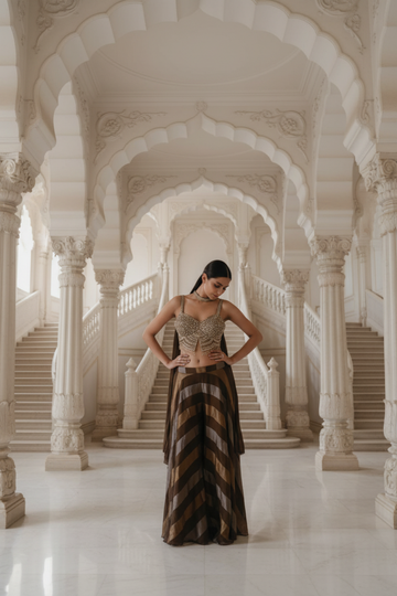 Mehndi Organza Readymade Sharara Set With Shrug