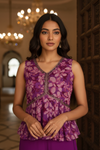 Mauve Crepe Readymade Sharara Set With Georgette Dupatta