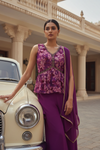 Mauve Crepe Readymade Sharara Set With Georgette Dupatta