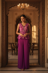 Mauve Crepe Readymade Sharara Set With Georgette Dupatta