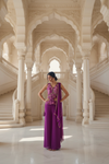 Mauve Crepe Readymade Sharara Set With Georgette Dupatta