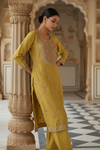 Mango Gold Shimmer Readymade Suit & Palazzo Pant With Organza Dupatta