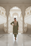 Pista Shimmer Readymade Suit & Palazzo Pant With Organza Dupatta