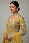 Lemon Gold Net Lehenga Set And Net Dupatta With Readymade Blouse