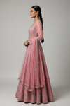 Pink Raw Silk Lehenga Set And Net Dupatta With Readymade Blouse