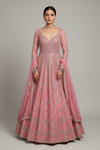 Pink Raw Silk Lehenga Set And Net Dupatta With Readymade Blouse
