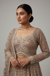 Tussar Net Lehenga Set And Net Dupatta With Readymade Blouse