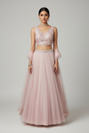 Pink Net Lehenga Set And Net Dupatta With Readymade Blouse