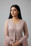 Pink Net Lehenga Set And Net Dupatta With Readymade Blouse