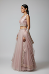 Pink Net Lehenga Set And Net Dupatta With Readymade Blouse