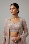 Pink Net Lehenga Set And Net Dupatta With Readymade Blouse
