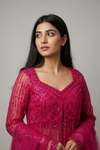 Rani Net Lehenga Set And Net Dupatta With Readymade Blouse