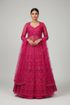 Rani Net Lehenga Set And Net Dupatta With Readymade Blouse