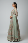 Sea Green Net Lehenga Set And Net Dupatta With Readymade Blouse
