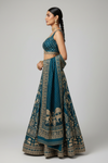 Peacock Crepe Lehenga Set And Net Dupatta With Readymade Blouse