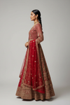 Maroon Net Lehenga Set And Net Dupatta With Readymade Blouse