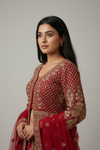 Maroon Net Lehenga Set And Net Dupatta With Readymade Blouse