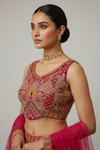 Rani Crepe Lehenga Set And Net Dupatta With Readymade Blouse