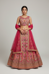 Rani Crepe Lehenga Set And Net Dupatta With Readymade Blouse
