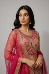 Rani Crepe Lehenga Set And Net Dupatta With Readymade Blouse
