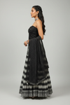 White Black Net Lehenga Set And Net Dupatta With Readymade Blouse