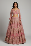 Gajari Net Lehenga Set And Net Dupatta With Readymade Blouse