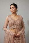 Gajari Net Lehenga Set And Net Dupatta With Readymade Blouse