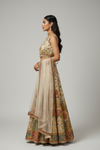 Tussar Crepe Lehenga Set And Net Dupatta With Readymade Blouse