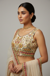 Tussar Crepe Lehenga Set And Net Dupatta With Readymade Blouse