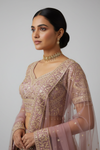 Onion Net Lehenga Set And Net Dupatta With Readymade Blouse