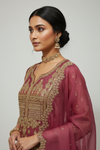 Magenta Crepe Lehenga Set And Net Dupatta With Readymade Blouse
