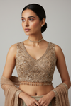 Tussar Lycra Lehenga Set And Net Dupatta With Readymade Blouse