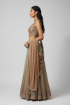 Tussar Lycra Lehenga Set And Net Dupatta With Readymade Blouse