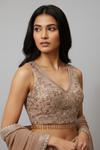 Tussar Lycra Lehenga Set And Net Dupatta With Readymade Blouse