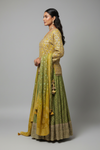 Mint Green Gold Khaddi Georgette Lehenga Set And Net Dupatta With Readymade Blouse