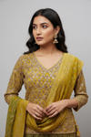 Mint Green Gold Khaddi Georgette Lehenga Set And Net Dupatta With Readymade Blouse