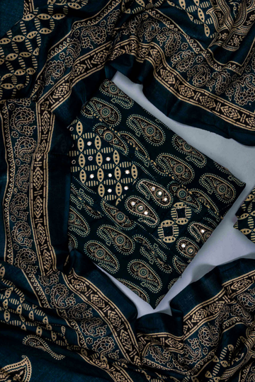 Peacock Cotton Unstitched Salwar Suit With Cotton Dupatta