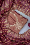 Mauve Organza Unstitched Salwar Suit With Organza Dupatta