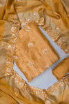 Mustard Organza Unstitched Salwar Suit With Organza Dupatta